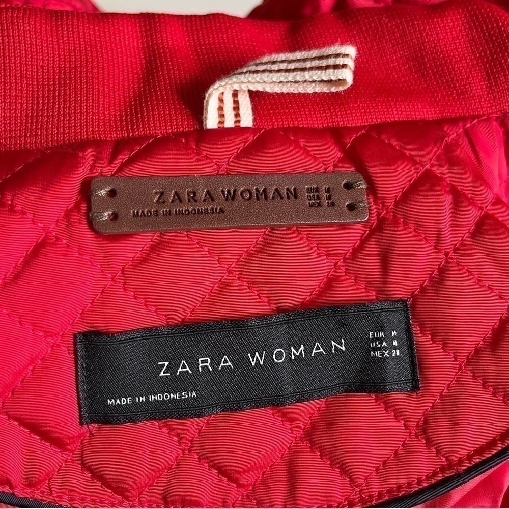 Zara Woman Red Quilted Zip Up Jacket Size M - Picture 12 of 15